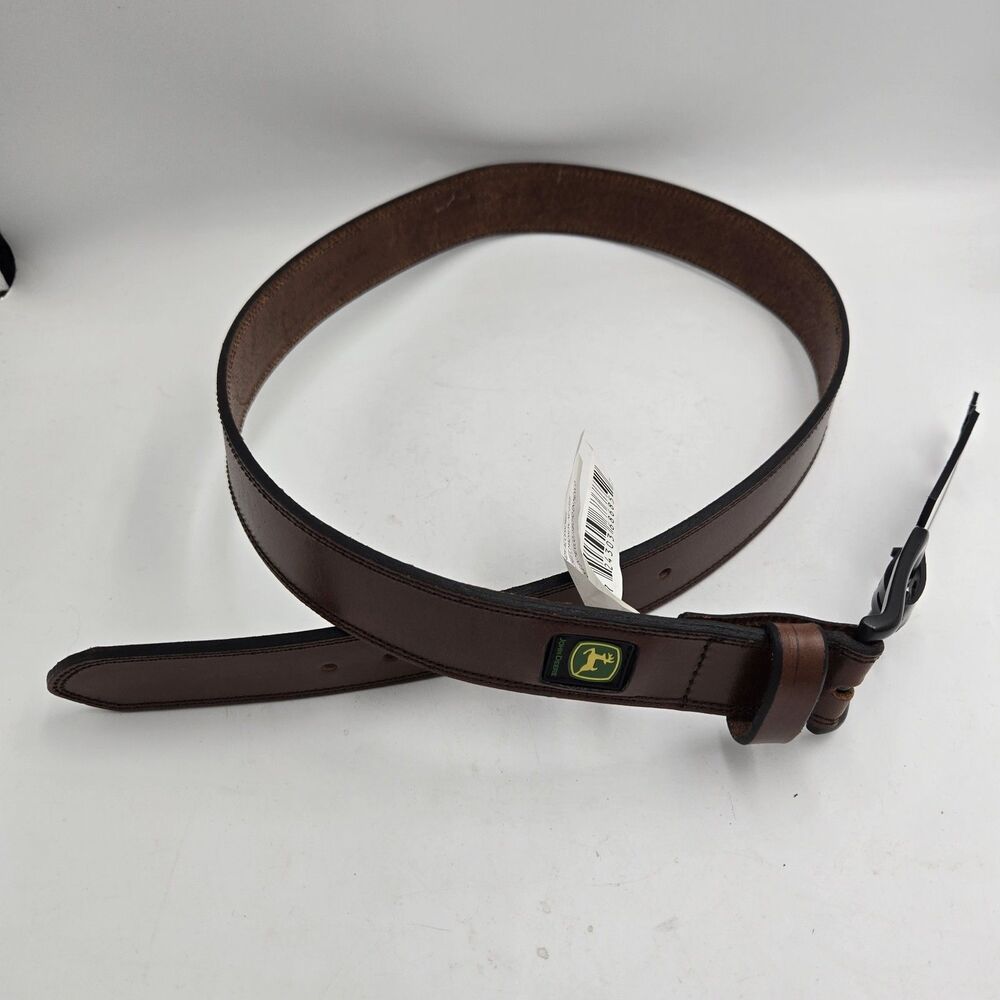 John Deere Leather Belt Size 34-36 Brown Western Ranch Farm Workwear Made Mexico